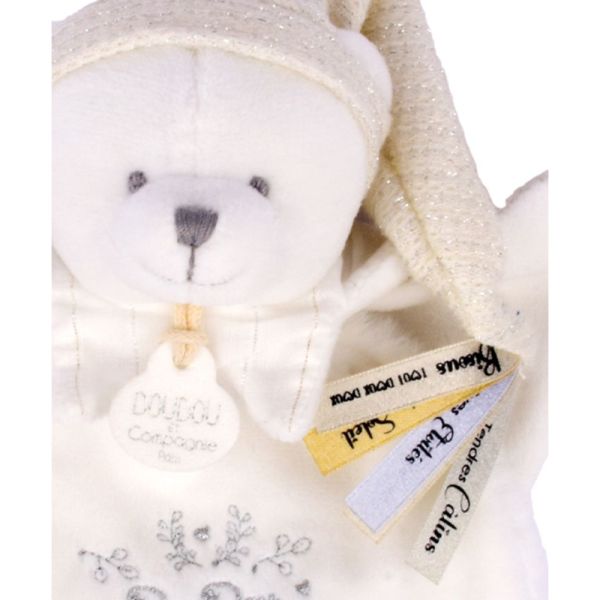 Doudou plat Ours cape 25 cm Blanc