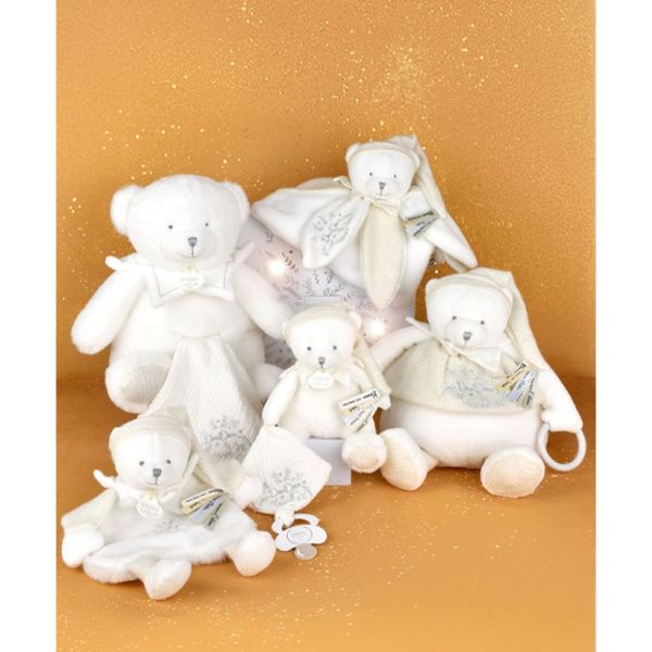 Doudou plat Ours cape 25 cm Blanc