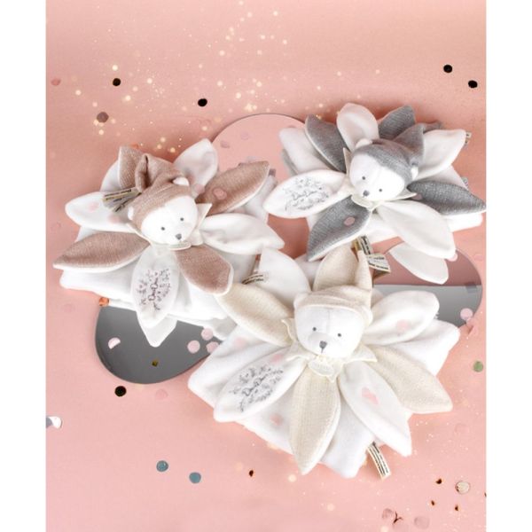 Doudou pétale plat collector Ours 25 cm Blanc