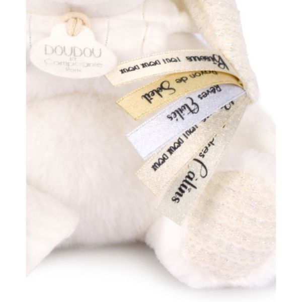 Doudou pantin attache sucette Ours 20 cm Blanc