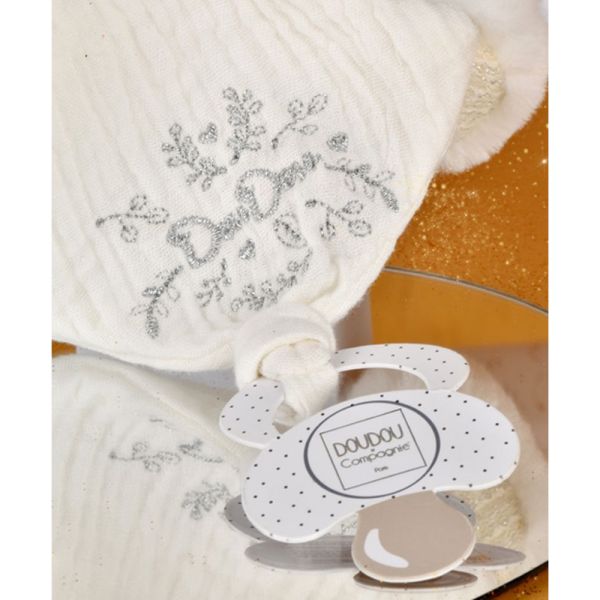 Doudou pantin attache sucette Ours 20 cm Blanc