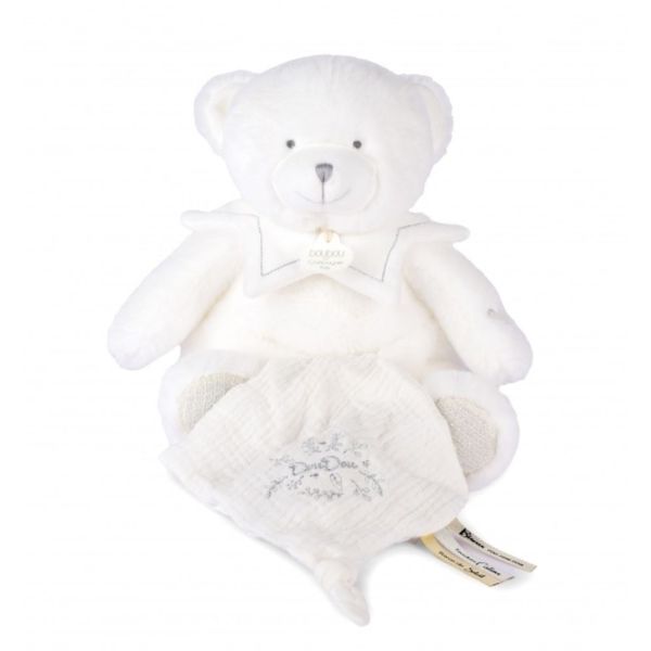 Doudou mouchoir Ours 30 cm Blanc
