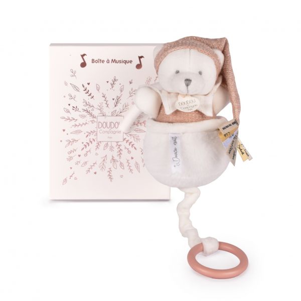 Boîte à musique Ours 20 cm Rose