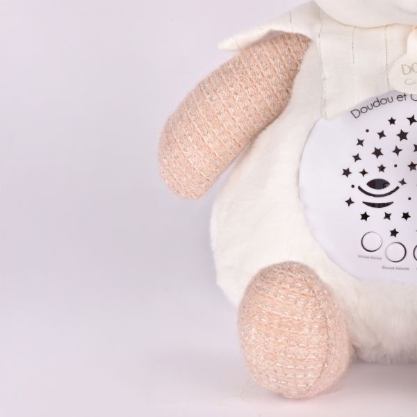 Veilleuse peluche musicale à projection d'étoiles Ours rose