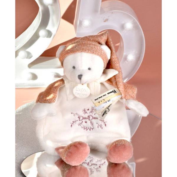 Doudou plat Ours cape 25 cm Rose