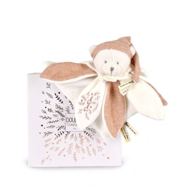 Doudou pétale plat collector Ours 25 cm Rose