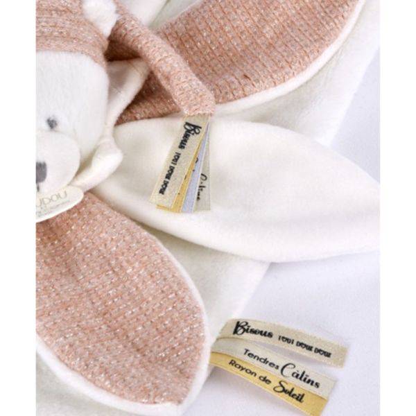 Doudou pétale plat collector Ours 25 cm Rose