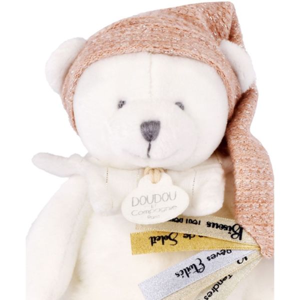 Doudou pantin attache sucette Ours 20 cm Rose