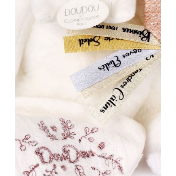 Doudou pantin attache sucette Ours 20 cm Rose
