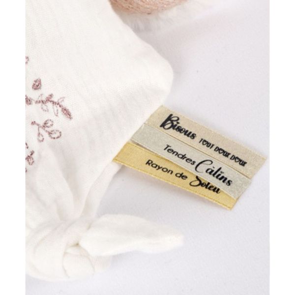 Doudou mouchoir Ours 30 cm Rose
