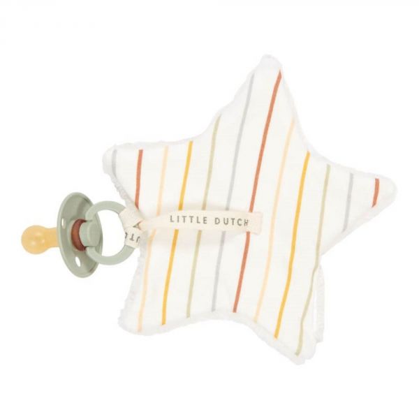 Doudou attache sucette étoile Vintage Sunny Stripes