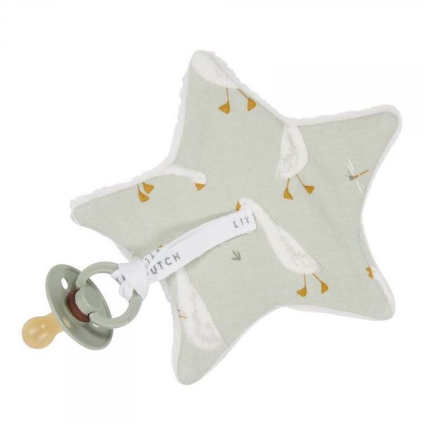 Doudou attache sucette étoile Little Goose