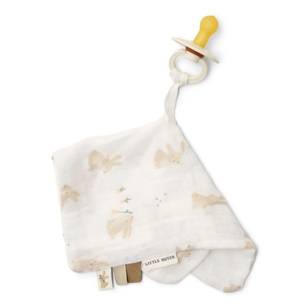 Doudou attache-tétine en gaze de coton - Baby Bunny
