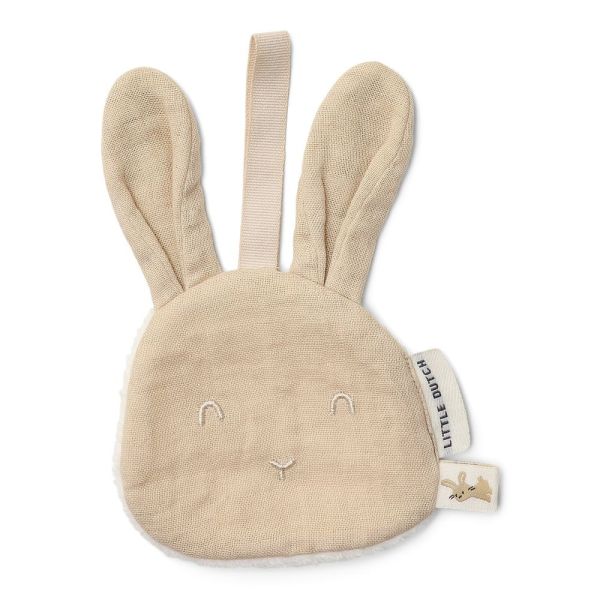 Doudou attache-tétine en gaze de coton - Lapin