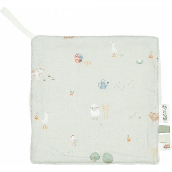 Doudou attache-tétine en gaze de coton - Little Farm