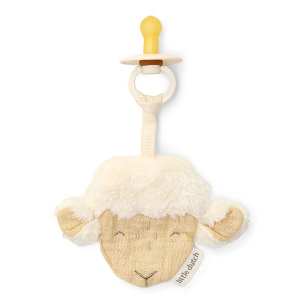 Doudou attache-tétine en gaze de coton - Mouton