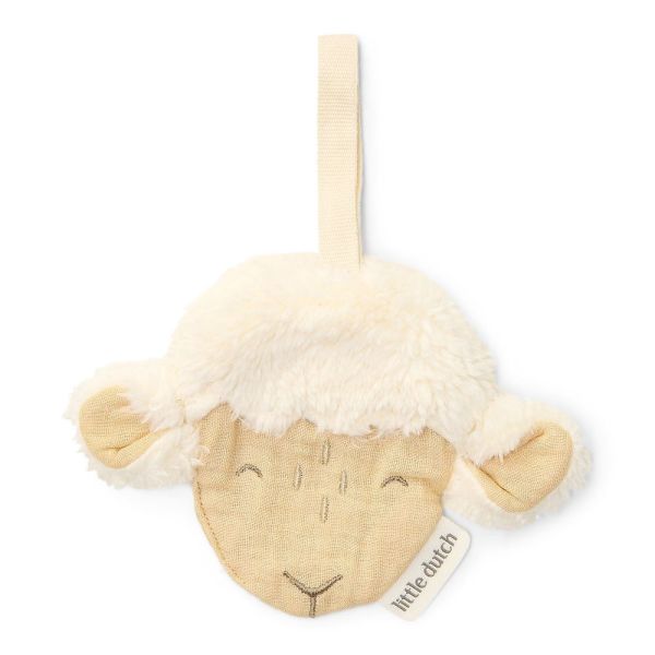 Doudou attache-tétine en gaze de coton - Mouton