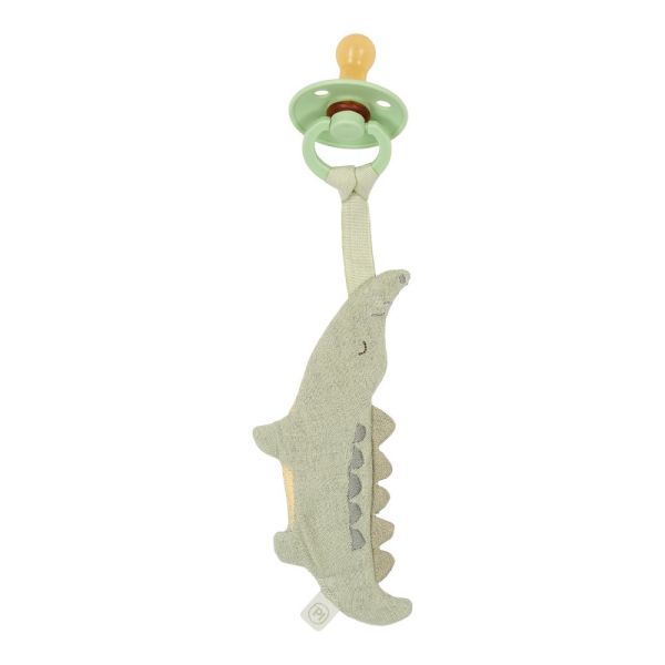 Doudou attache-tétine en gaze de coton Crocodile - Safari Friends