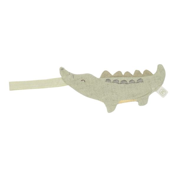 Doudou attache-tétine en gaze de coton Crocodile - Safari Friends