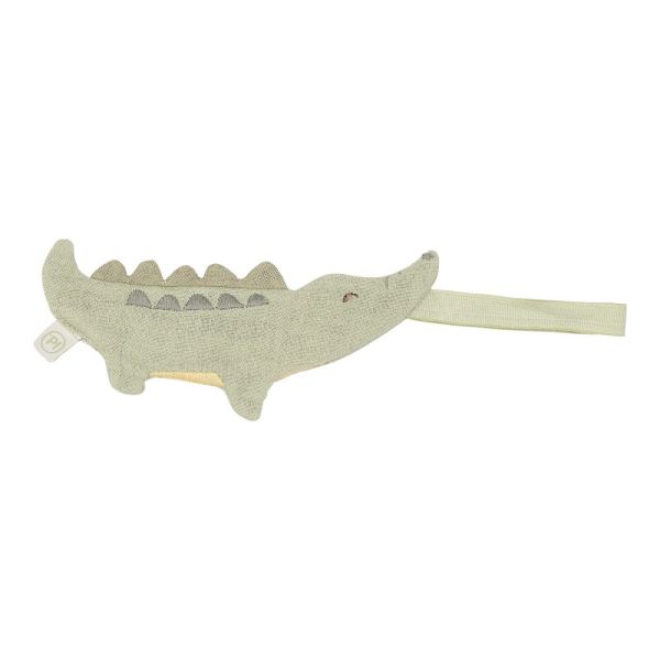 Doudou attache-tétine en gaze de coton Crocodile - Safari Friends
