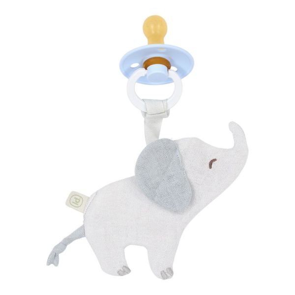 Doudou attache-tétine en gaze de coton Elephant - Safari Friends
