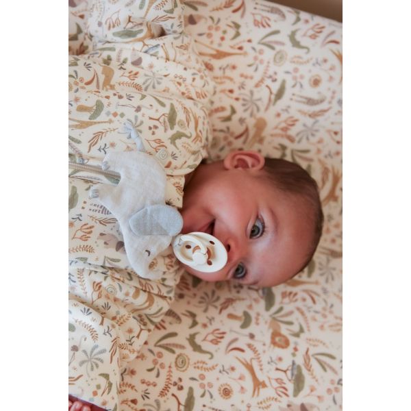 Doudou attache-tétine en gaze de coton Elephant - Safari Friends