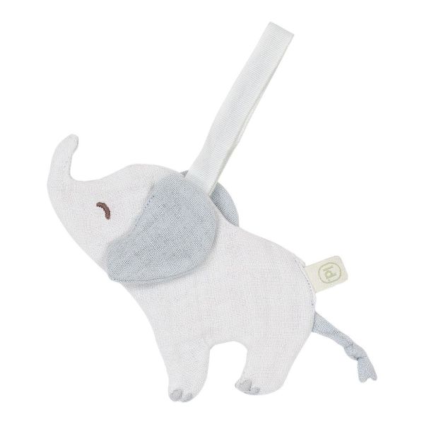 Doudou attache-tétine en gaze de coton Elephant - Safari Friends