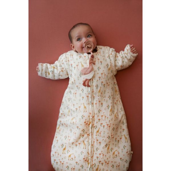 Doudou attache-tétine en gaze de coton Flamant rose - Safari Friends