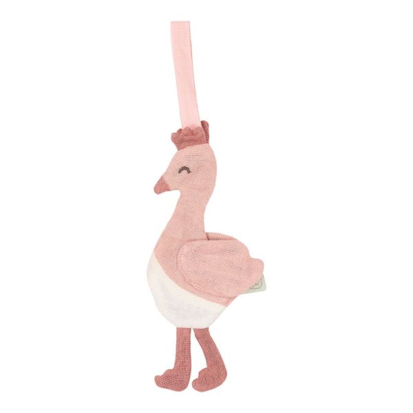 Doudou attache-tétine en gaze de coton Flamant rose - Safari Friends