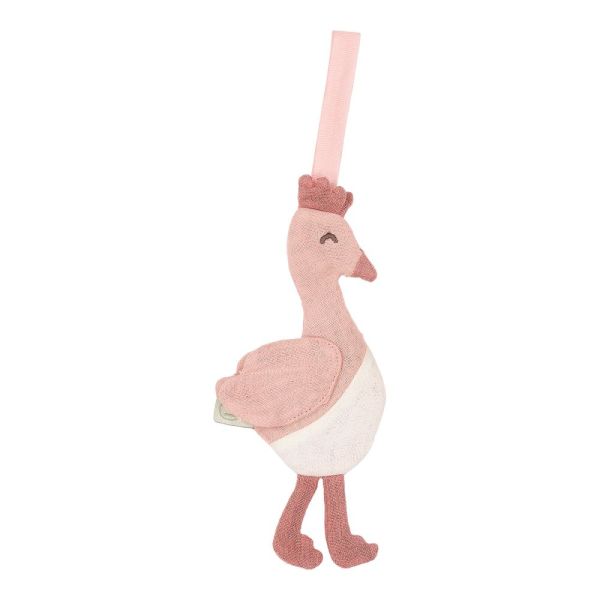 Doudou attache-tétine en gaze de coton Flamant rose - Safari Friends
