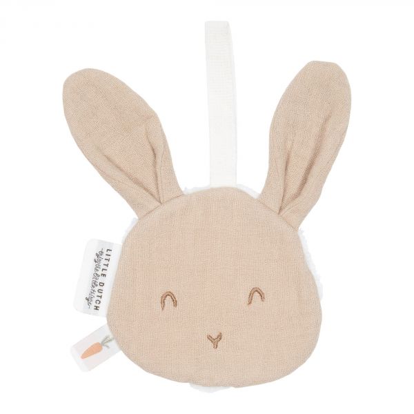 Doudou attache-tétine en gaze de coton Lapin - Pure Beige