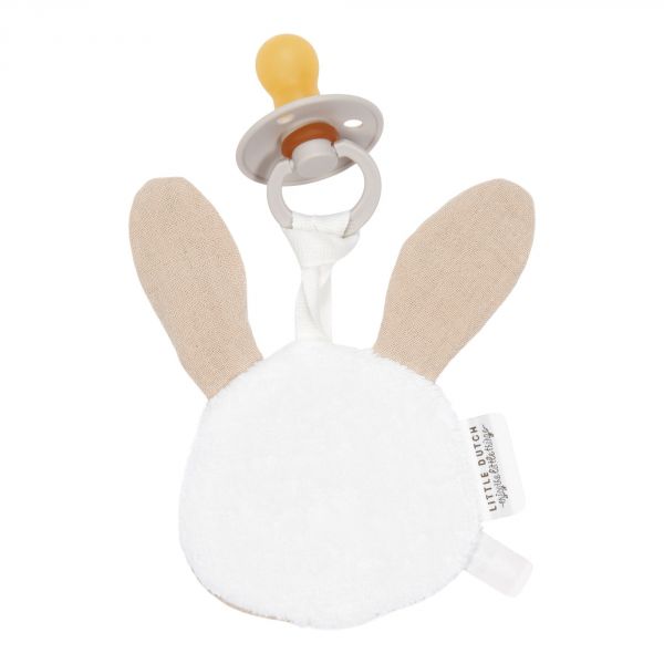 Doudou attache-tétine en gaze de coton Lapin - Pure Beige