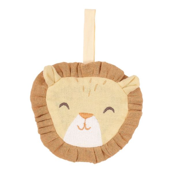 Doudou attache-tétine en gaze de coton Lion - Safari Friends