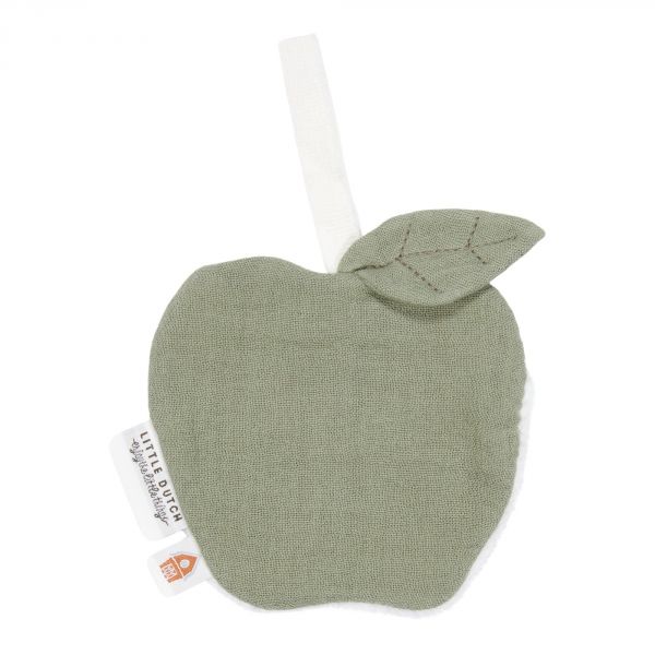 Doudou attache-tétine en gaze de coton Pomme - Pure Olive