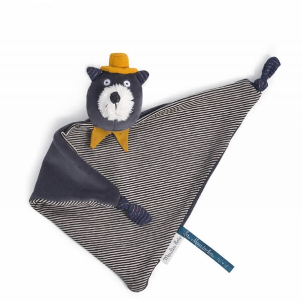 Doudou plat Les Moustaches - Chat gris