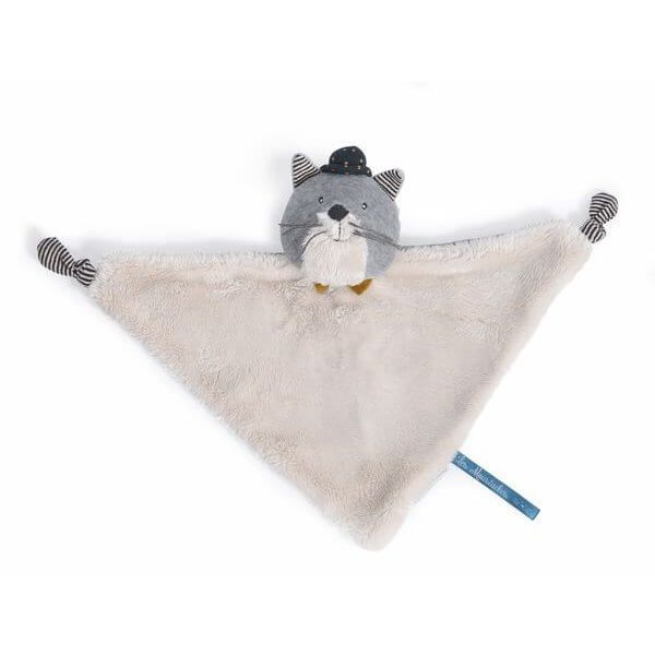 Doudou plat Les Moustaches - Chat gris clair