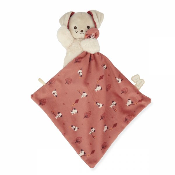 Doudou carré douceur plat Chien brique rouge