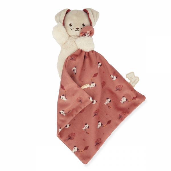 Doudou carré douceur plat Chien brique rouge