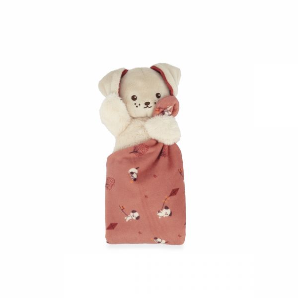 Doudou carré douceur plat Chien brique rouge