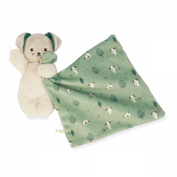 Doudou carré douceur plat Chien vert