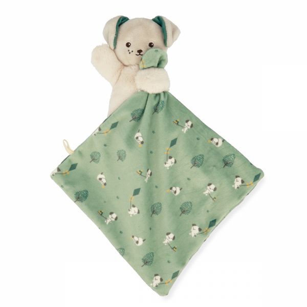 Doudou carré douceur plat Chien vert