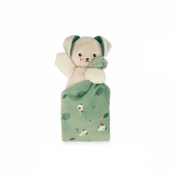 Doudou carré douceur plat Chien vert