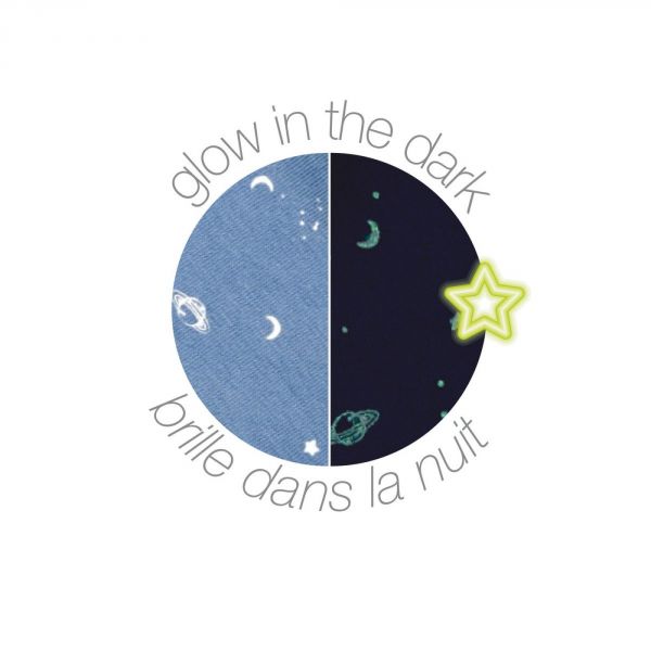Doudou Lapidou phosphorescent Glow avec motif imprimé vert de gris 27 cm