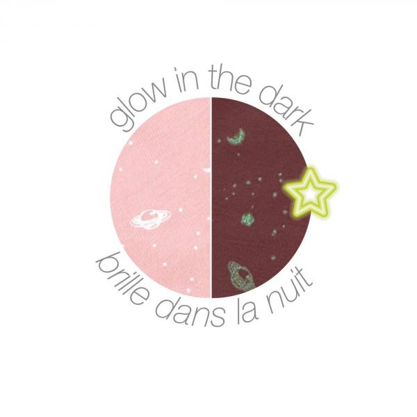 Doudou Lapidou phosphorescent Glow avec motif imprimé vieux rose 27 cm
