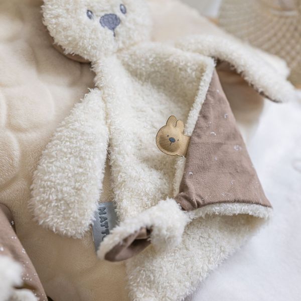 Doudou Lapidou Teddy triangle phosphorescent Glow avec motif imprimé vanille 36 cm