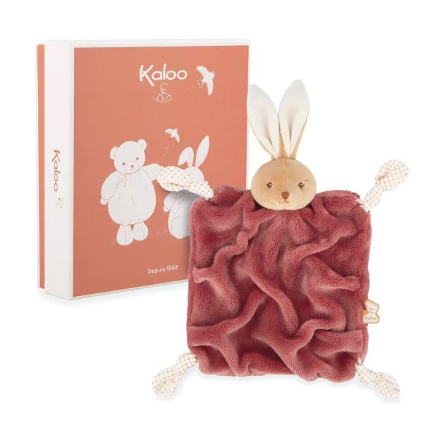 Doudou plat plume lapin bordeaux 24 cm