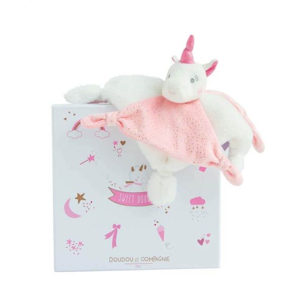 Doudou Licorne rose