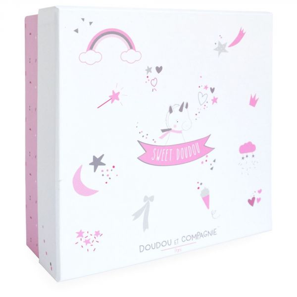 Doudou Licorne rose