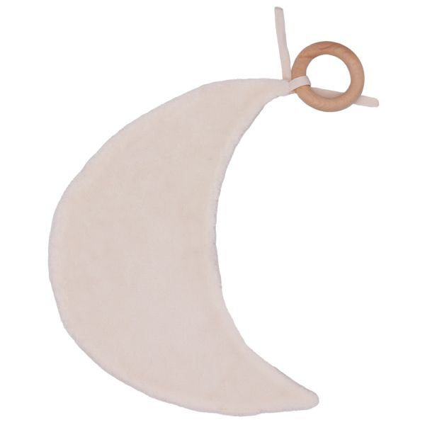 Doudou lune avec anneau dentition gaze et bambou Beige