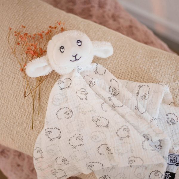 Doudou mouchoir mouton lange Wooly